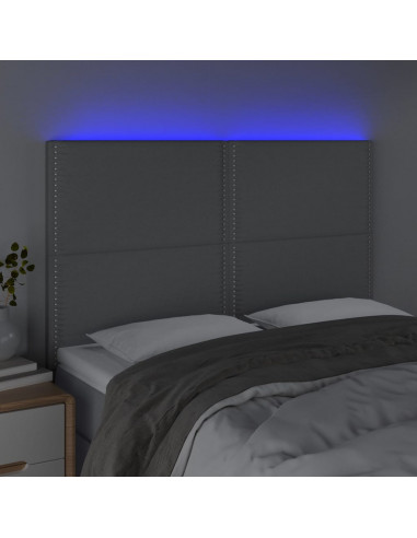 Testiera a LED Grigio Chiaro 144x5x118/128 cm in Tessuto