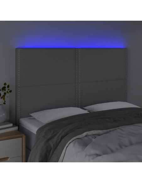 Testiera a LED Grigio Chiaro 144x5x118/128 cm in Tessuto