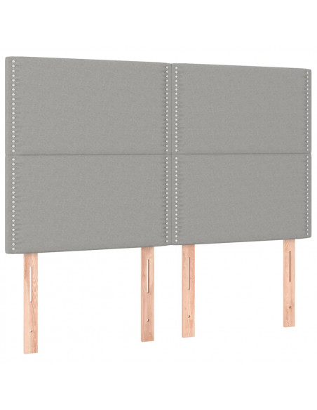 Testiera a LED Grigio Chiaro 144x5x118/128 cm in Tessuto