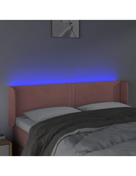 Testiera a LED Rosa 147x16x78/88 cm in Velluto