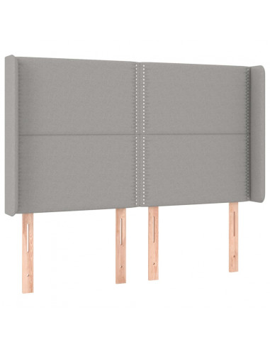 Testiera ad Orecchio Grigio Chiaro 147x16x118/128 cm in Tessuto