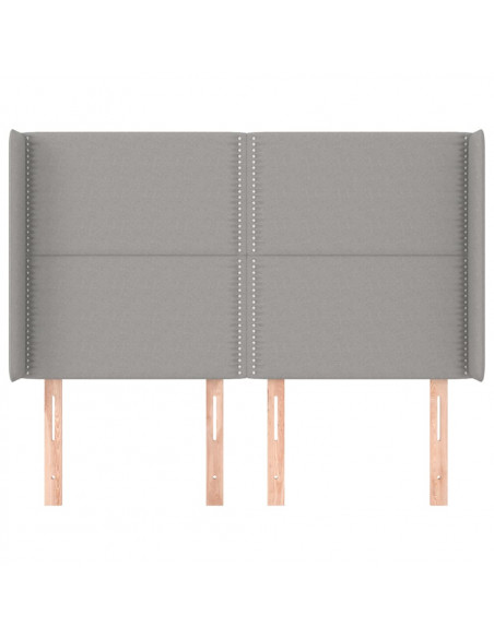 Testiera ad Orecchio Grigio Chiaro 147x16x118/128 cm in Tessuto