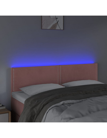 Testiera a LED Rosa 144x5x78/88 cm in Velluto