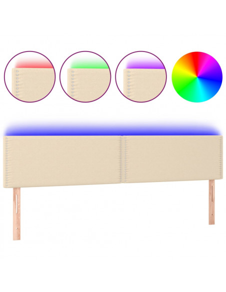 Testiera a LED Crema 160x5x78/88 cm in Tessuto
