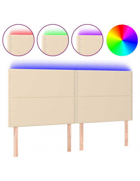 Testiera a LED Crema 160x5x118/128 cm in Tessuto