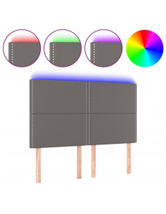 Testiera a LED Grigio 144x5x118/128 cm in Similpelle 2