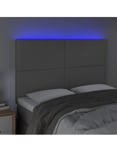 Testiera a LED Grigio 144x5x118/128 cm in Similpelle