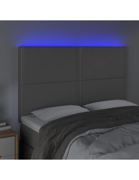 Testiera a LED Grigio 144x5x118/128 cm in Similpelle