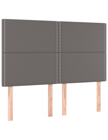 Testiera a LED Grigio 144x5x118/128 cm in Similpelle