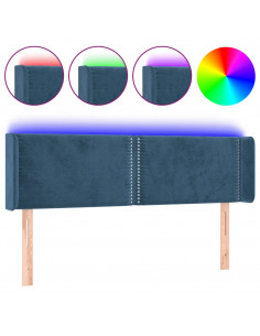 Testiera a LED Blu Scuro 147x16x78/88 cm in Velluto 2