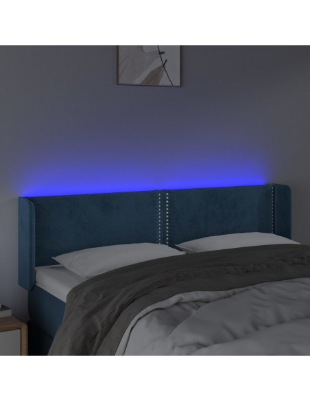 Testiera a LED Blu Scuro 147x16x78/88 cm in Velluto