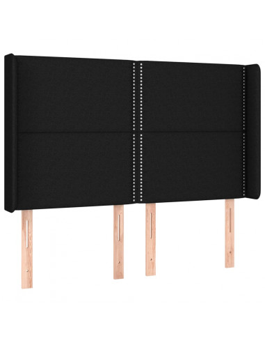 Testiera a LED Nera 147x16x118/128 cm in Tessuto