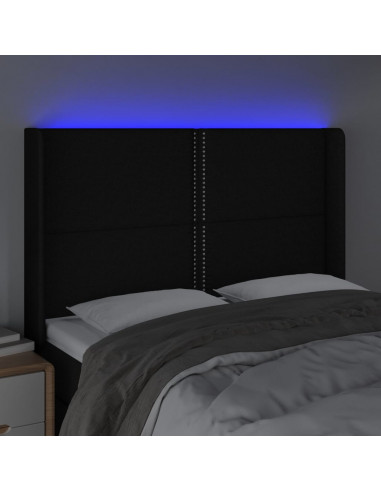 Testiera a LED Nera 147x16x118/128 cm in Tessuto