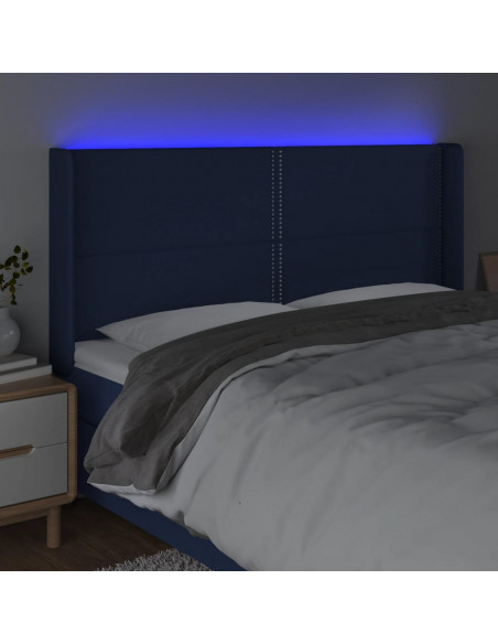 Testiera a LED Blu 163x16x118/128 cm in Tessuto