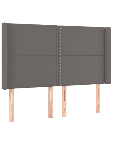 Testiera a LED Grigio 147x16x118/128cm in Similpelle
