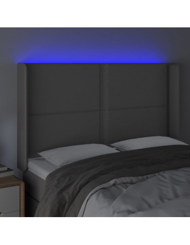 Testiera a LED Grigio 147x16x118/128cm in Similpelle