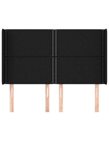Testiera ad Orecchio Nera 147x16x118/128 cm in Tessuto