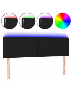 Testiera a LED Nera 144x5x78/88 cm in Tessuto 2