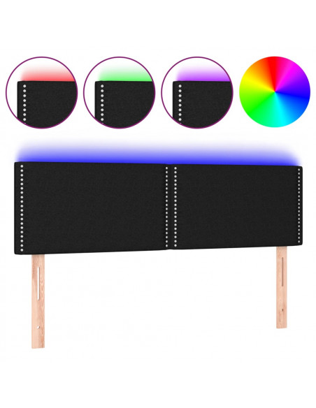 Testiera a LED Nera 144x5x78/88 cm in Tessuto