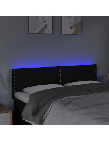 Testiera a LED Nera 144x5x78/88 cm in Tessuto