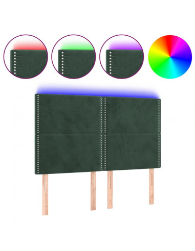 Testiera a LED Verde Scuro 144x5x118/128cm in Velluto