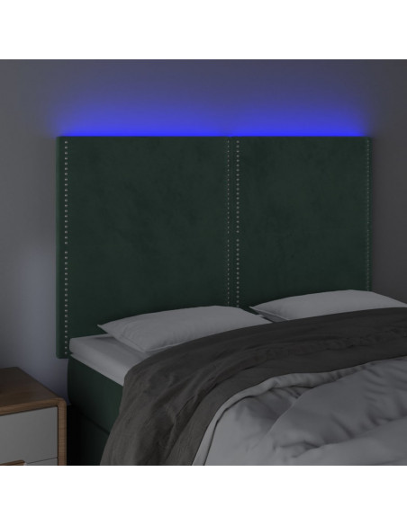 Testiera a LED Verde Scuro 144x5x118/128cm in Velluto