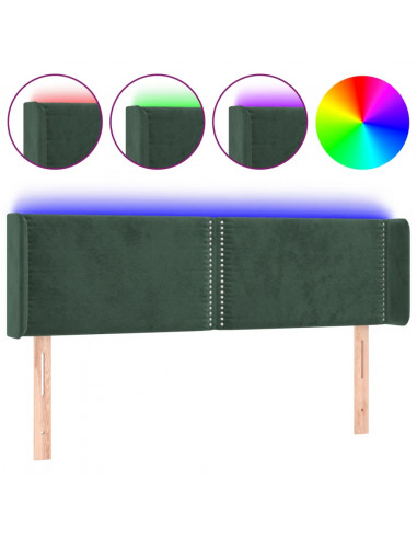 Testiera a LED Verde Scuro 147x16x78/88 cm in Velluto