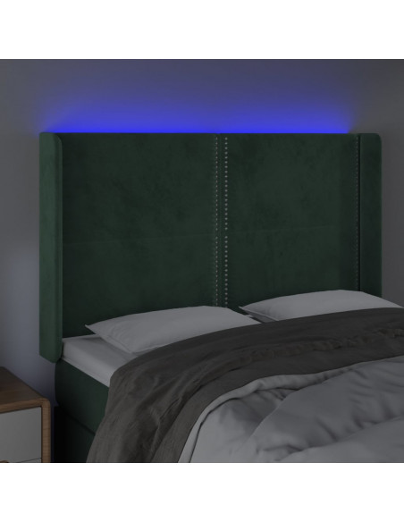 Testiera a LED Verde Scuro 147x16x118/128 cm in Velluto