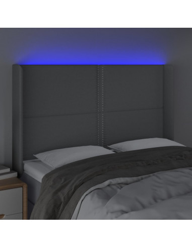 Testiera a LED Grigio Chiaro 147x16x118/128 cm in Tessuto