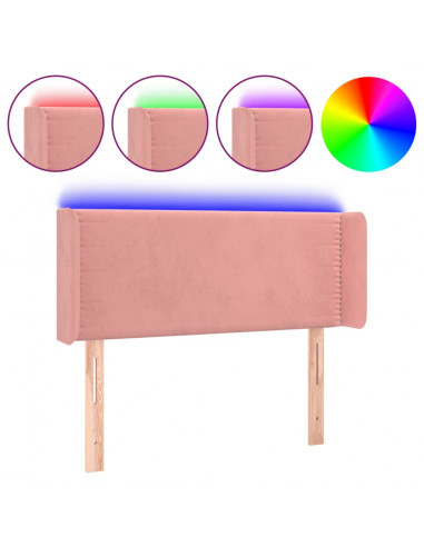 Testiera a LED Rosa 103x16x78/88 cm in Velluto