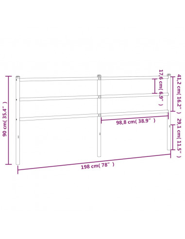 Testiera in Metallo Nero 193 cm