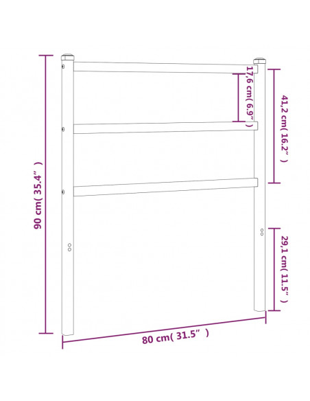 Testiera in Metallo Bianco 75 cm