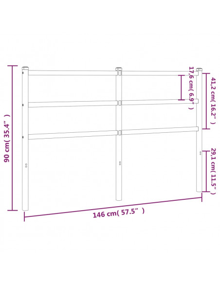 Testiera in Metallo Bianco 140 cm