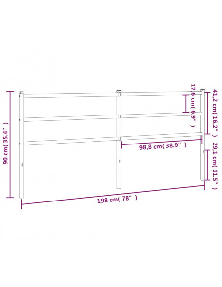 Testiera in Metallo Bianco 193 cm