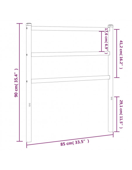 Testiera in Metallo Bianco 80 cm