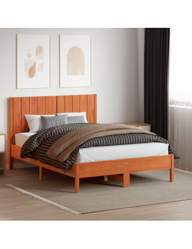 Testiera Marrone Cera 135 cm in Legno Massello di Pino