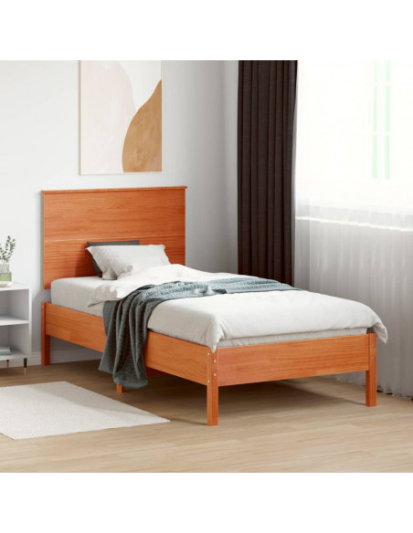 Testiera Marrone Cera 90 cm in Legno Massello di Pino