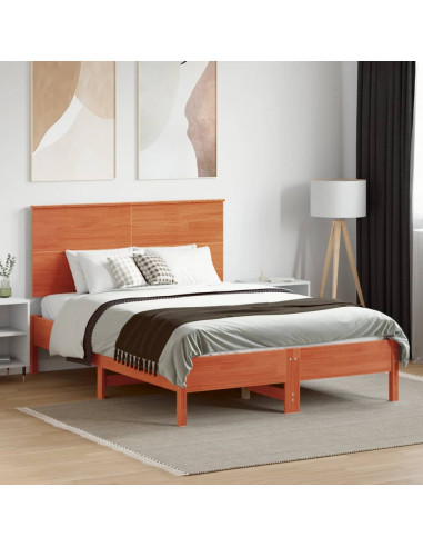 Testiera Marrone Cera 120 cm in Legno Massello di Pino