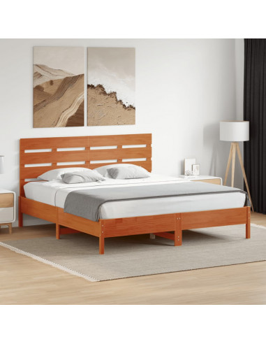 Testiera Marrone Cera 180 cm in Legno Massello di Pino