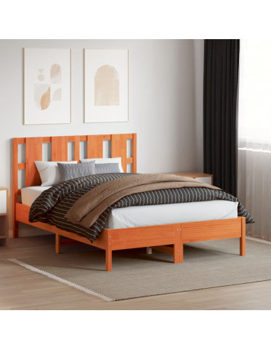 Testiera Marrone Cera 135 cm in Legno Massello di Pino