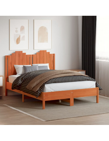 Testiera Marrone Cera 135 cm in Legno Massello di Pino