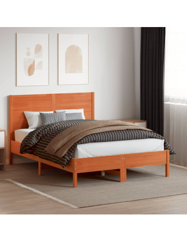 Testiera Marrone Cera 180 cm in Legno Massello di Pino