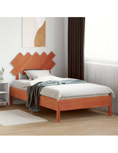 Testiera Marrone Cera 90 cm in Legno Massello di Pino