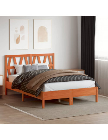 Testiera Marrone Cera 135 cm in Legno Massello di Pino