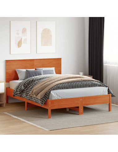 Testiera Marrone Cera 160 cm in Legno Massello di Pino