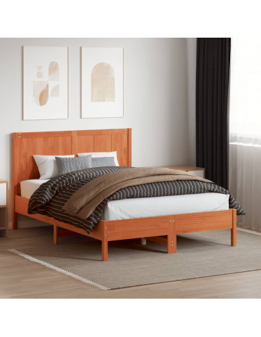 Testiera Marrone Cera 150 cm in Legno Massello di Pino