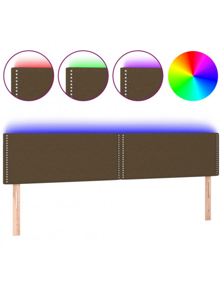 Testiera a LED Marrone Scuro 200x5x78/88 cm in Tessuto