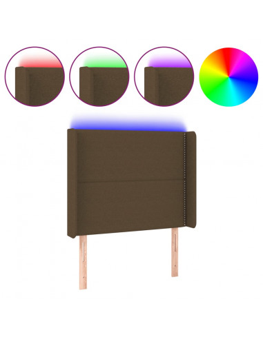Testiera a LED Marrone Scuro 103x16x118/128 cm in Tessuto