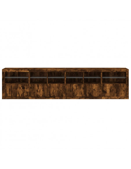 Credenza con Luci LED Rovere Fumo 283x37x67 cm