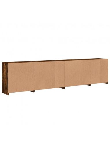 Credenza con Luci LED Rovere Fumo 283x37x67 cm